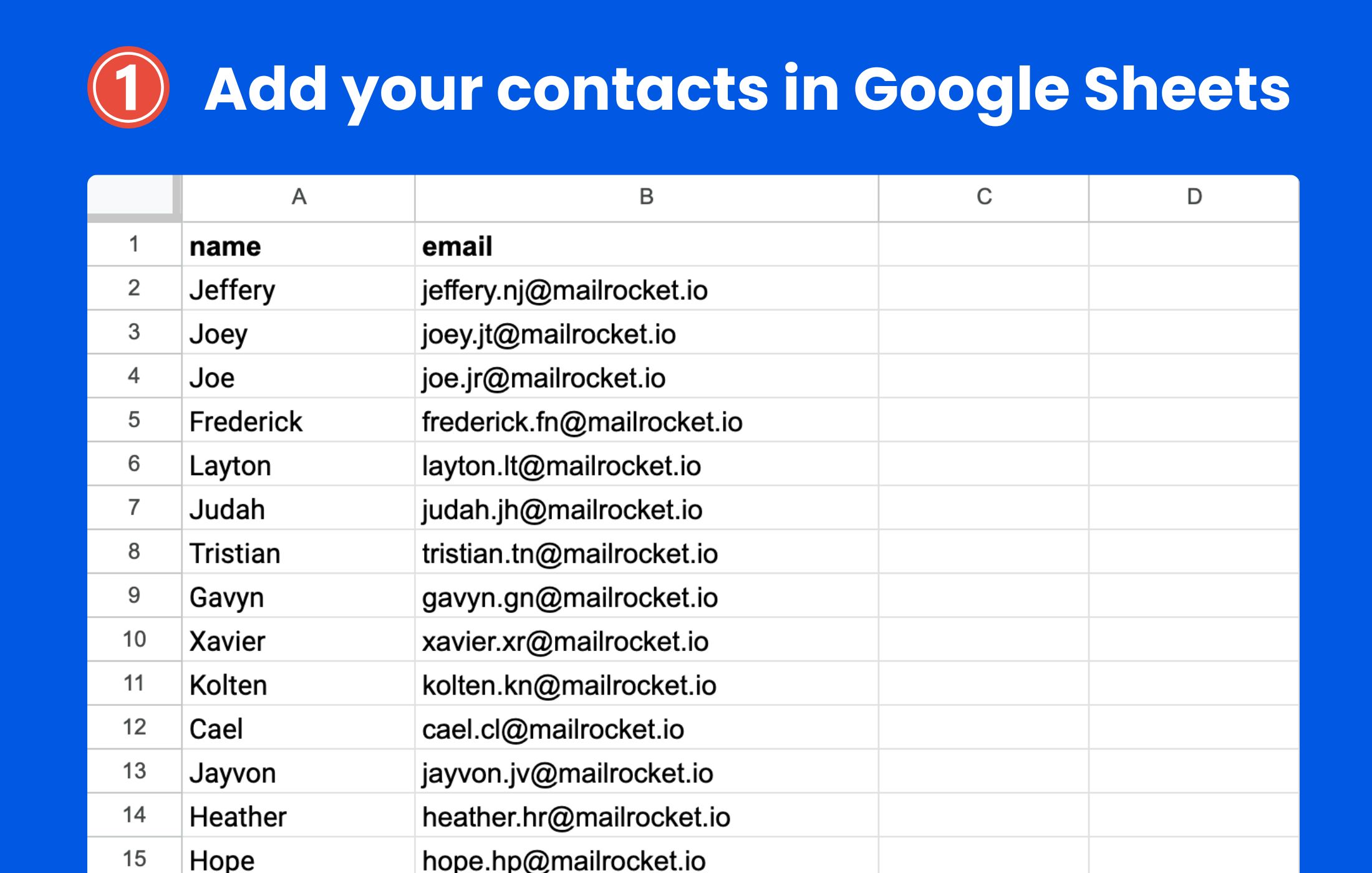 Add your contacts in Google Sheets