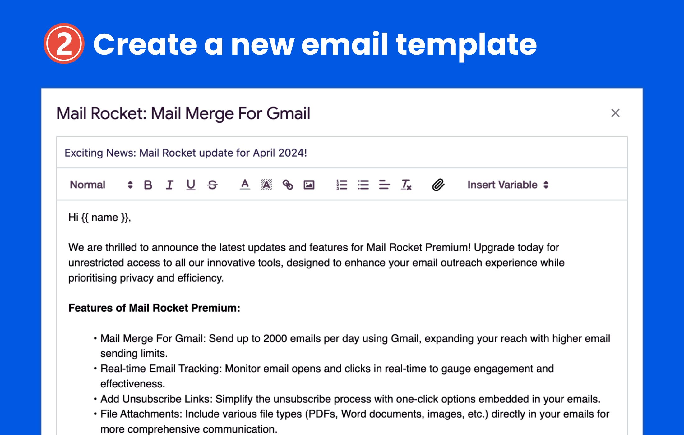 Create a new email template